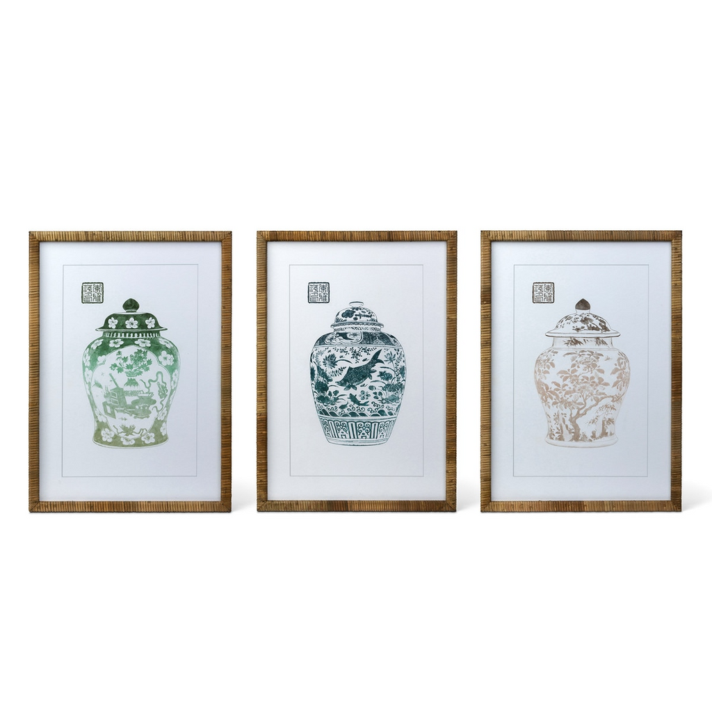 Lotus Framed Ginger Jar Wall Art Set/3