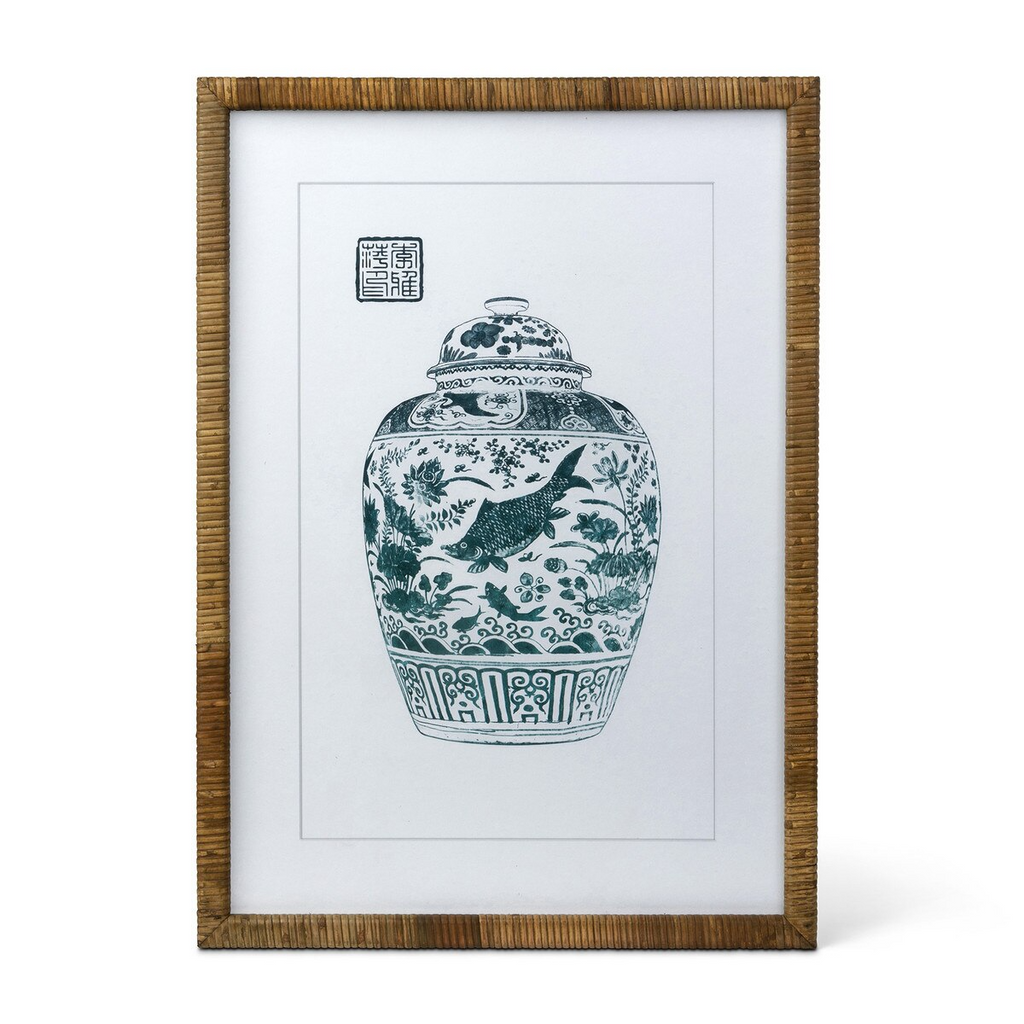 Lotus Framed Ginger Jar Wall Art Set/3