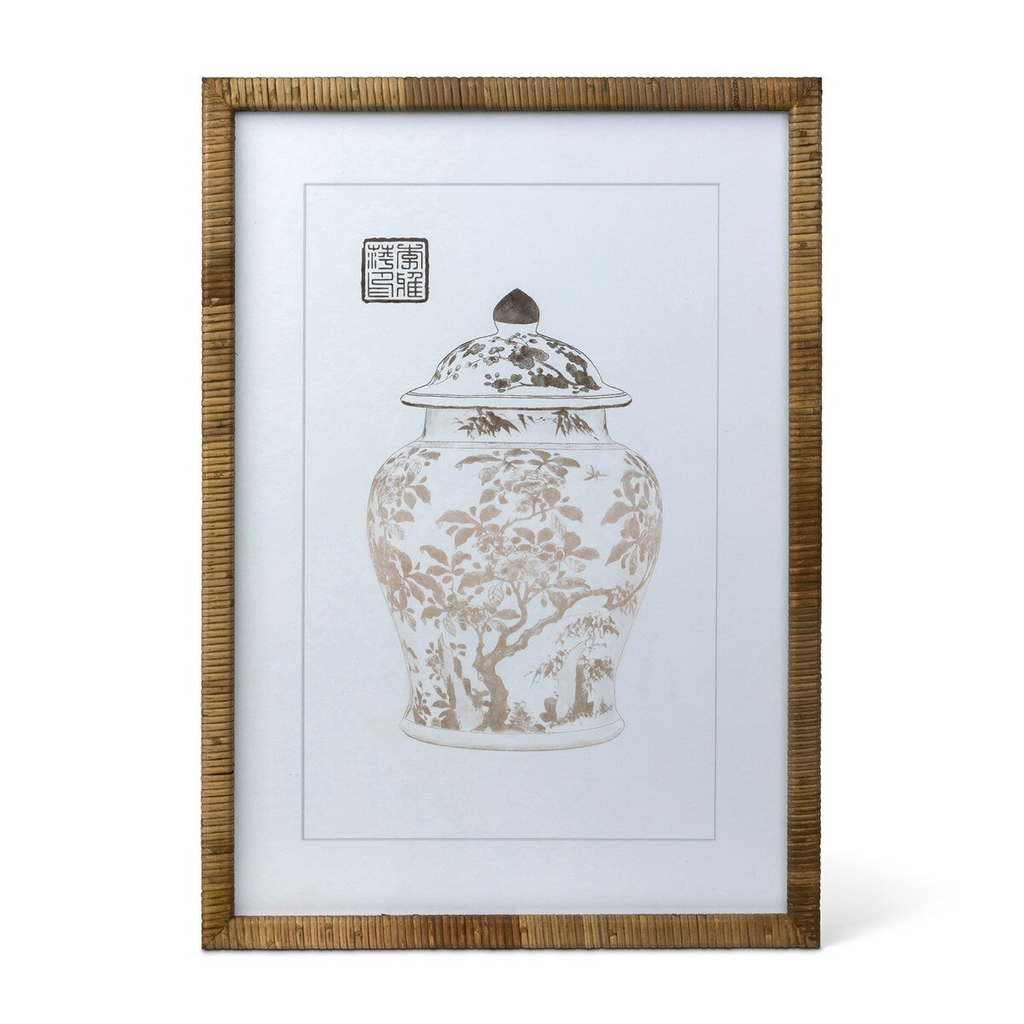 Lotus Framed Ginger Jar Wall Art Set/3