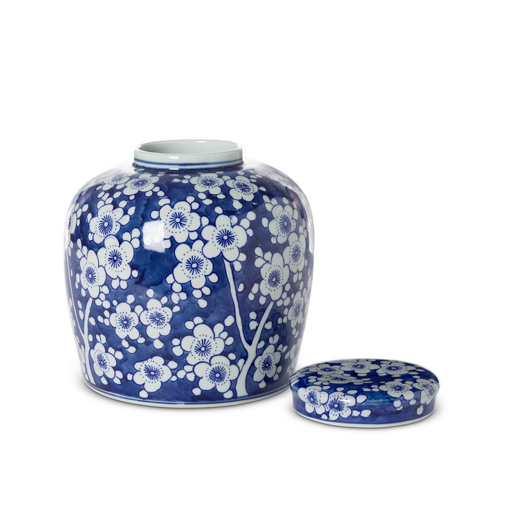Imperial Ceramic Floral Ginger Jar Blue and White Small