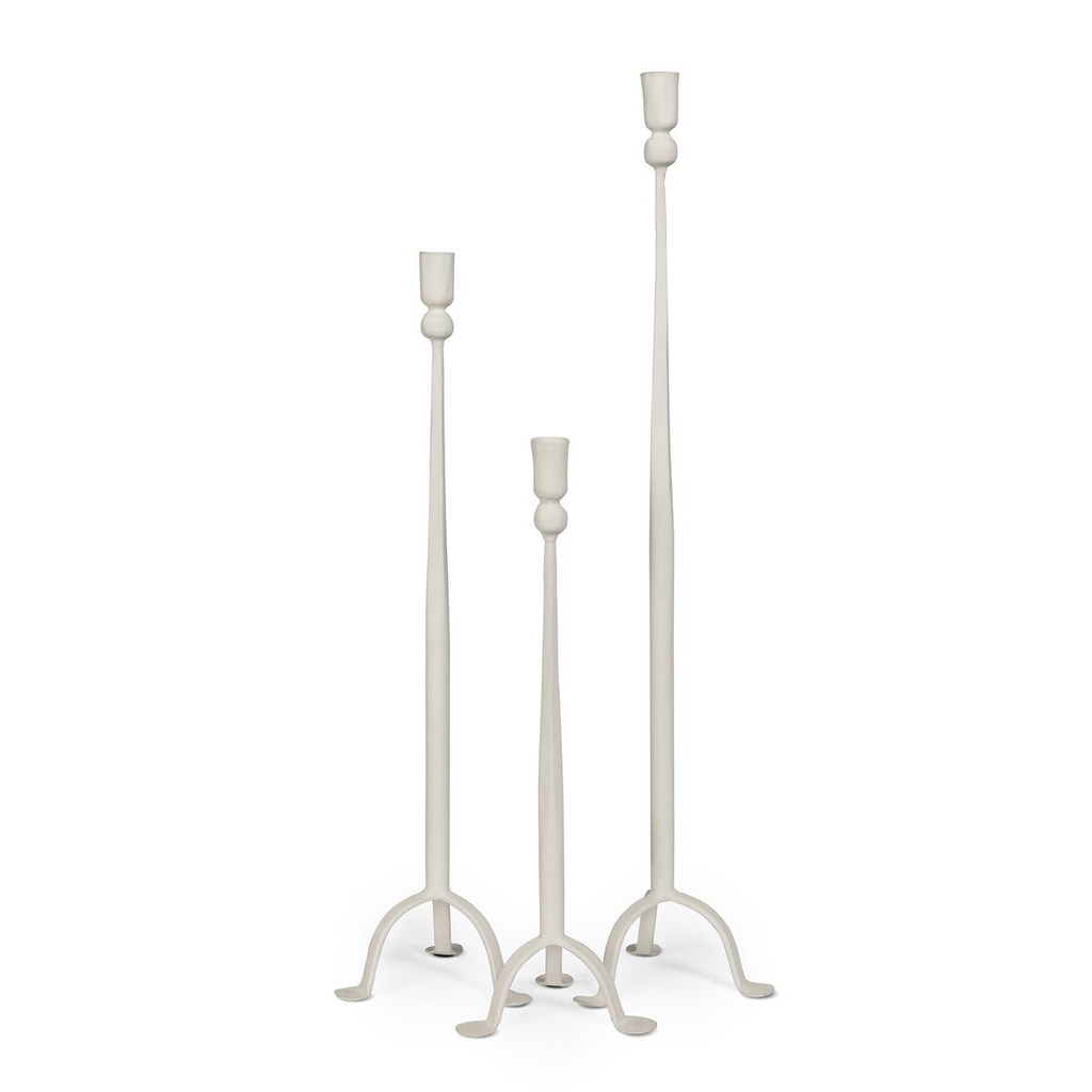 Timeless Taper Candle Holders Cream Small Set/2