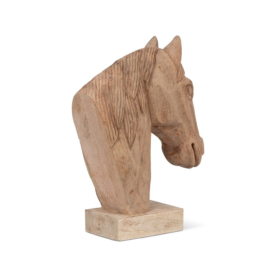 Hand-Carved Wooden Stallion Sculpture