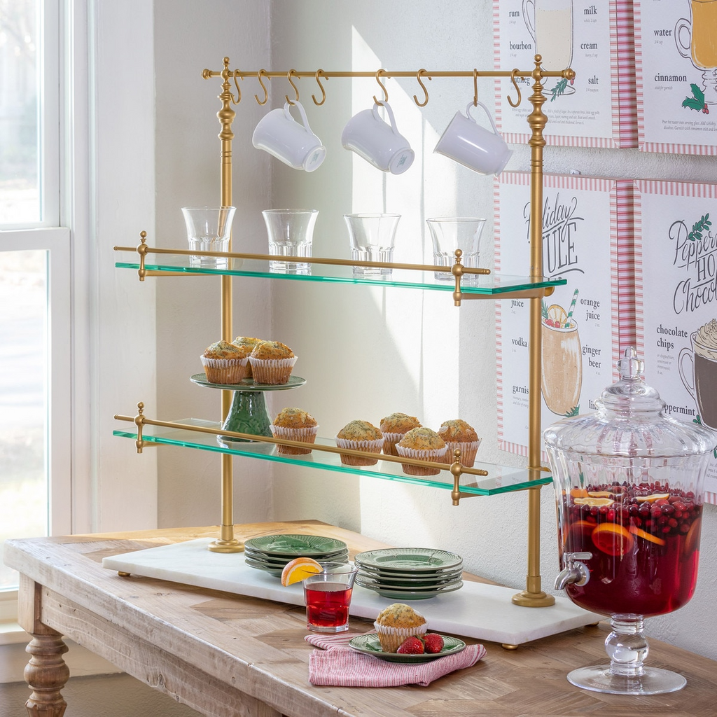 White Marble and Brass Bistro Rack