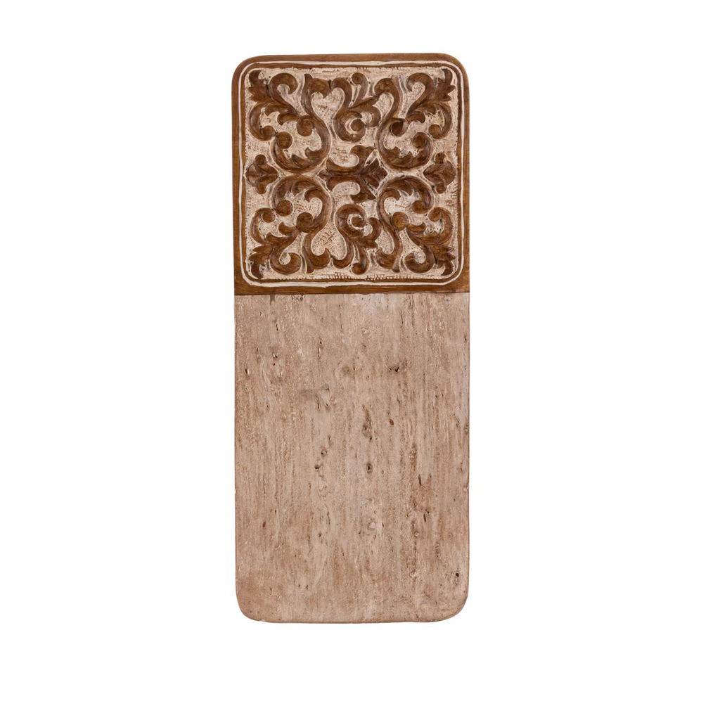 Acanthus Carved Wood & Marble Cutting Board Natural Small