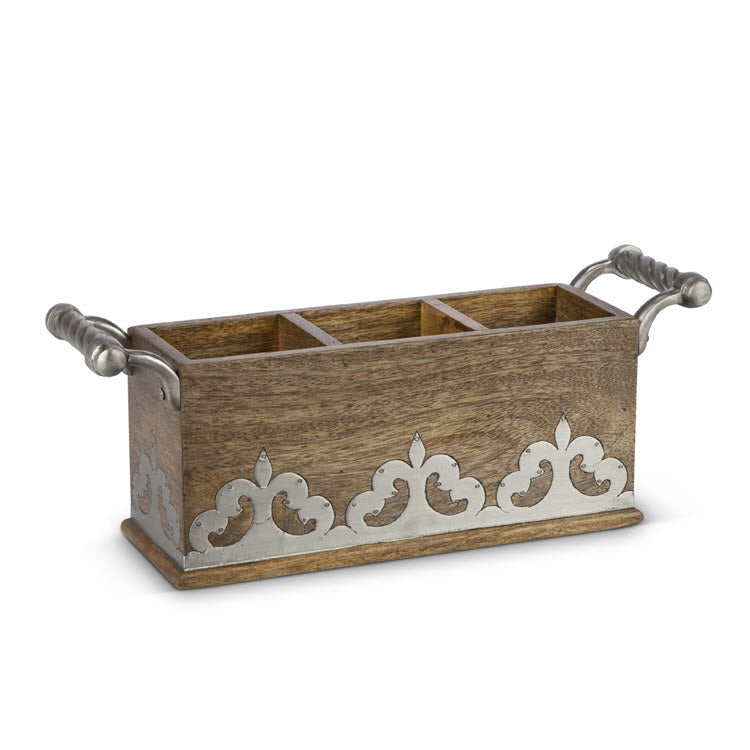 Heritage Inlay Wood Flatware Caddy