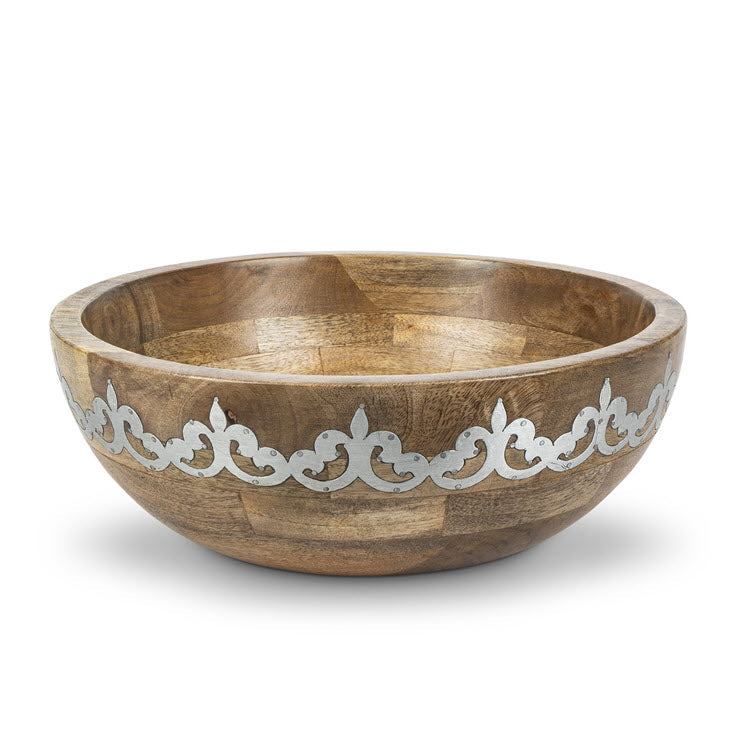 Heritage Inlay Wood Wide Serving Bowl