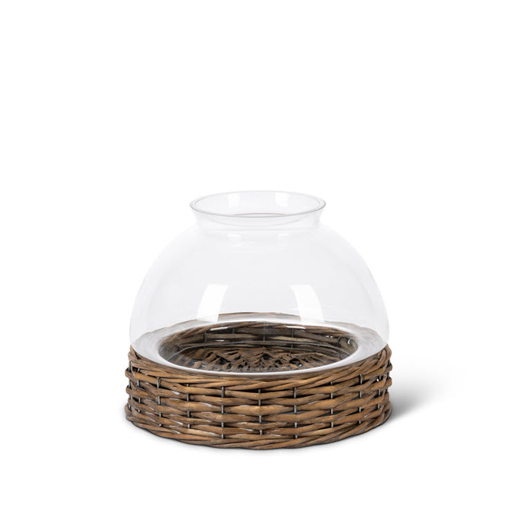 Glass Dome with Rattan Base 9.5"