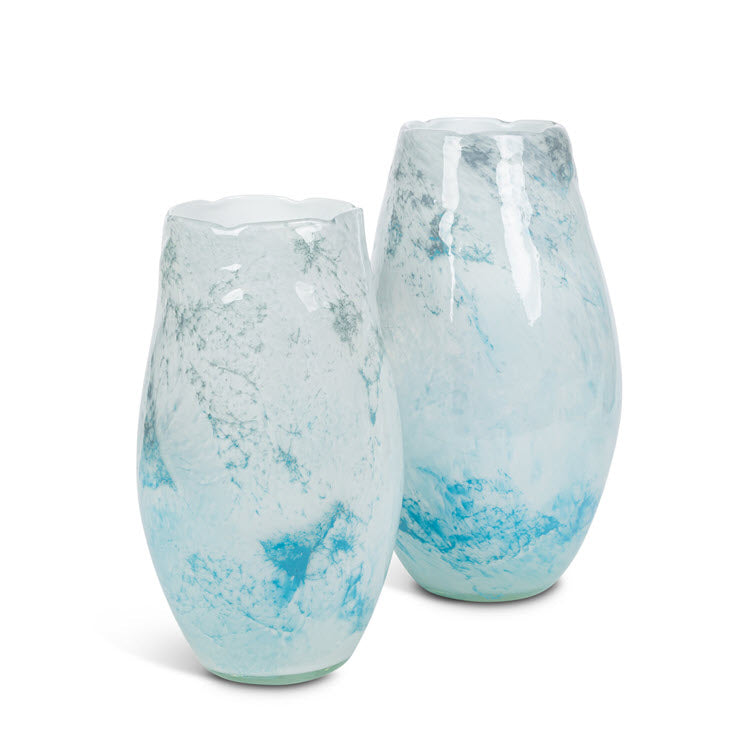 Sea Breeze Artisan Glass Vases Set/2