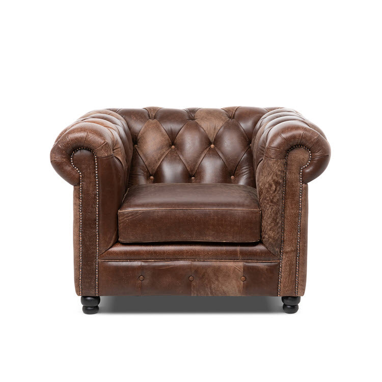 Barrington Tufted Leather Chair Vintage Umber
