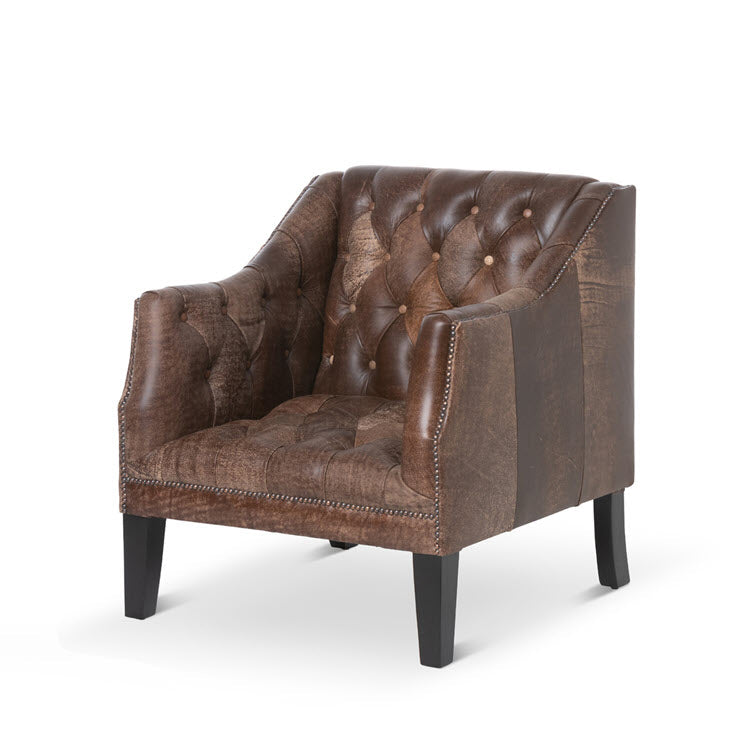 Brent Tufted Leather Club Chair Vintage Umber