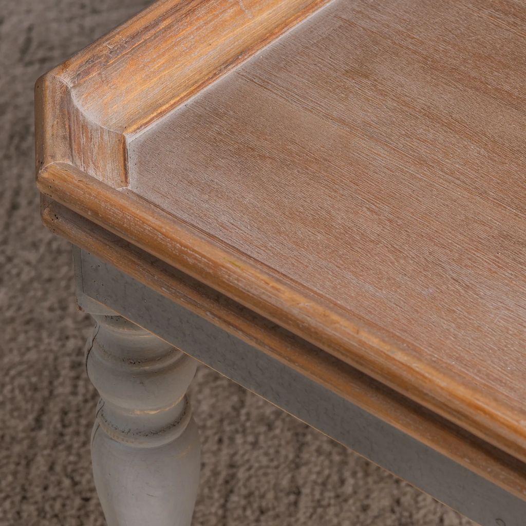 Alyson Square Gray Wooden Cocktail Table with Brown Top