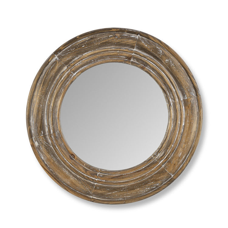 Round Wooden Frame Mirror 20"