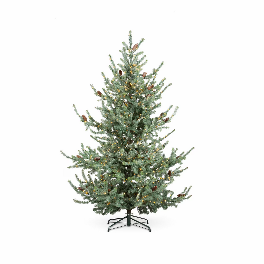 Park Hill Iced Blue Spruce Tree with Micro Lights 7.5'