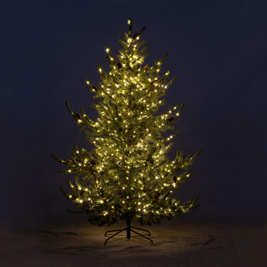 Park Hill Iced Blue Spruce Tree with Micro Lights 7.5'