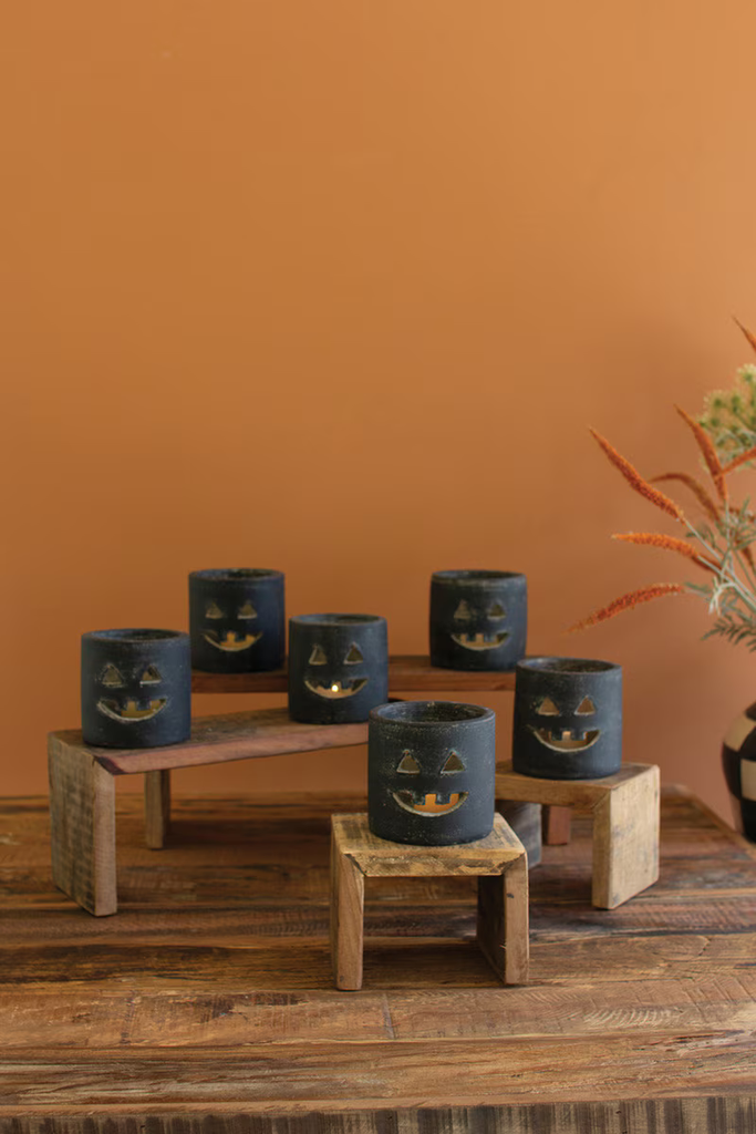 Short Black Clay Jack-O-Lantern Box/6