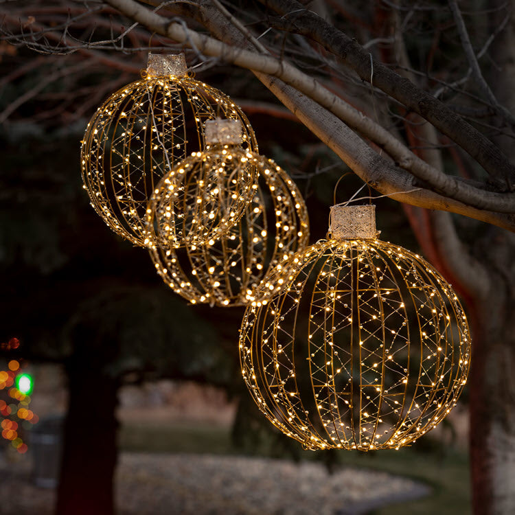 Lighted Outdoor Ball Ornaments Set/3