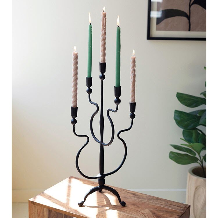 Forged Iron Five Taper Candelabra