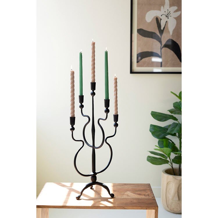 Forged Iron Five Taper Candelabra