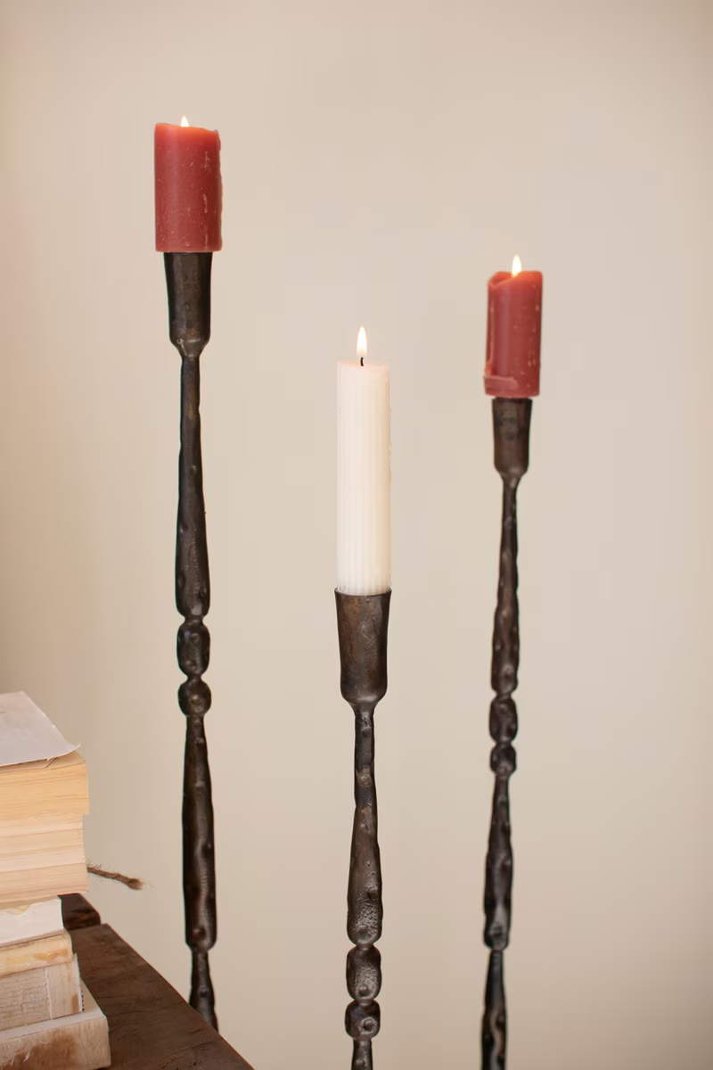 Kalalou Tall Forged Iron Taper Candle Holders Set/3 – A Colorful Farmhouse