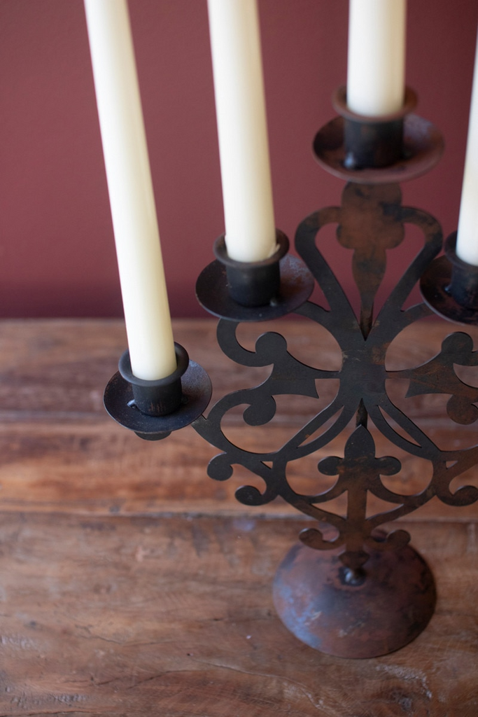 Decorative Iron Taper Candelabras Set/2