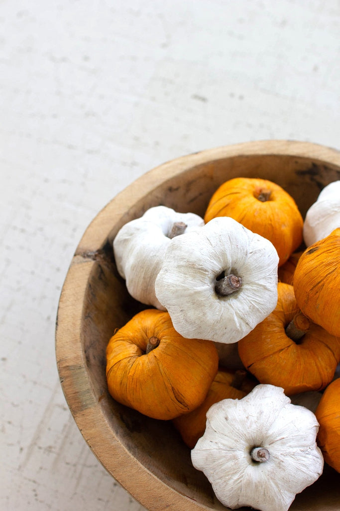 Dried Miniature Faux Pumpkins White Box of 12 Bags