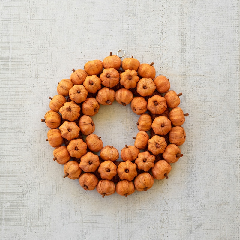 Faux Pumpkin Wreath
