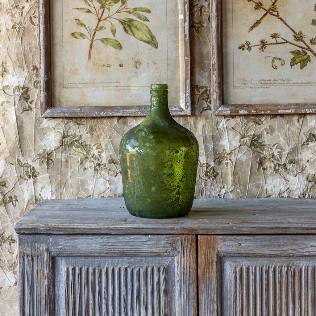 Decorative Aged Verde Bottles Small Set/2