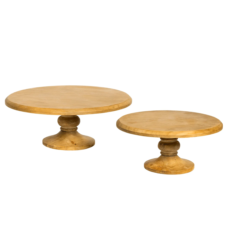 Round Wooden Cake Plates Set/2