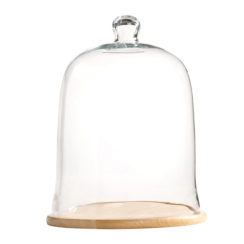 Glass Cloche #12 with Wooden Base Set/2