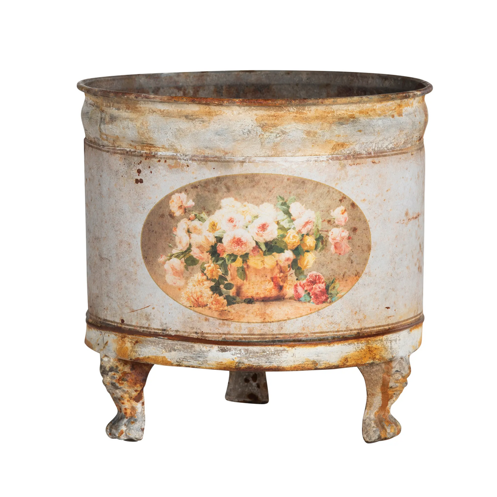 Old Rose Round Tole Container