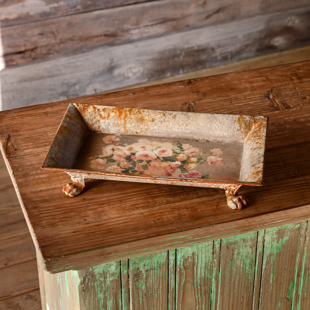 Old Rose Rectangular Tole Tray