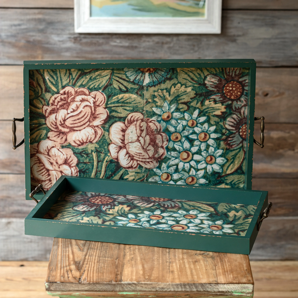 Floral Patterned Trays Set/4