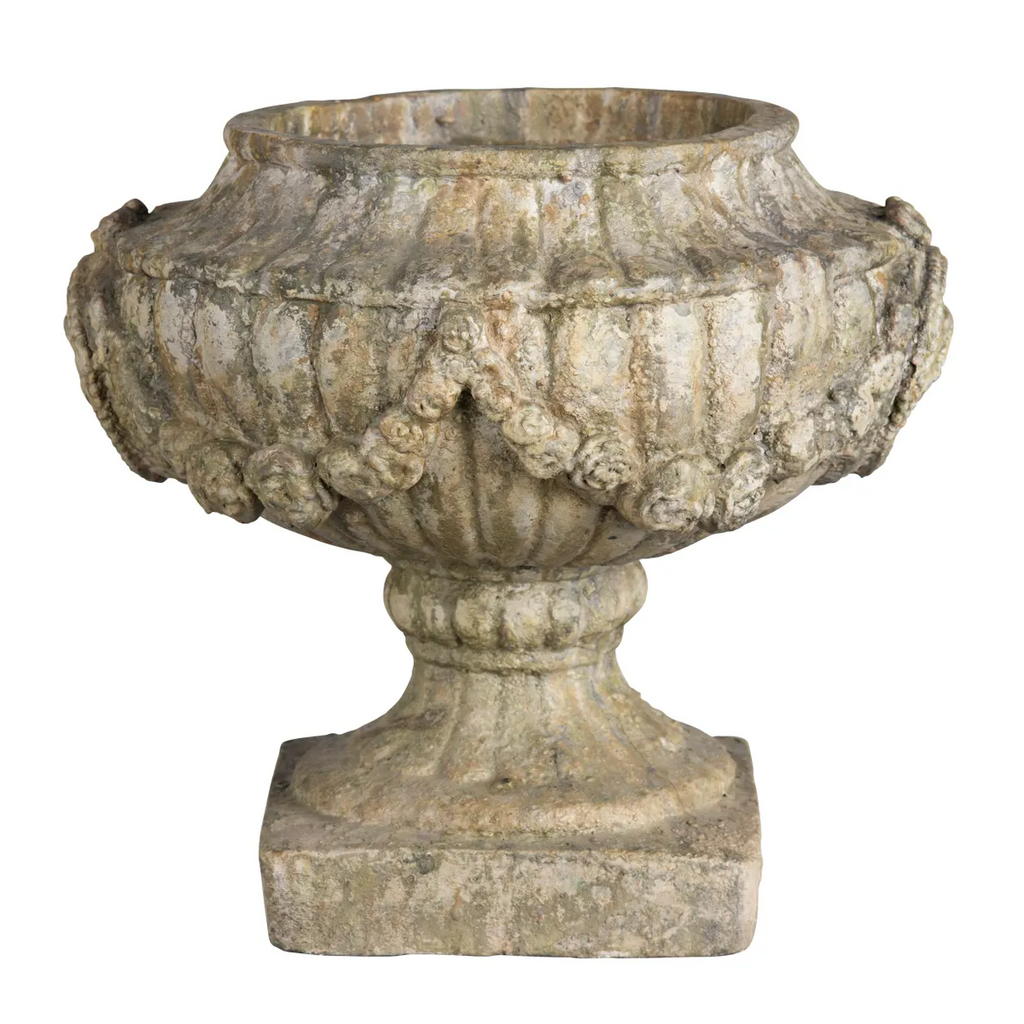 Aged Classic Urn with Garland