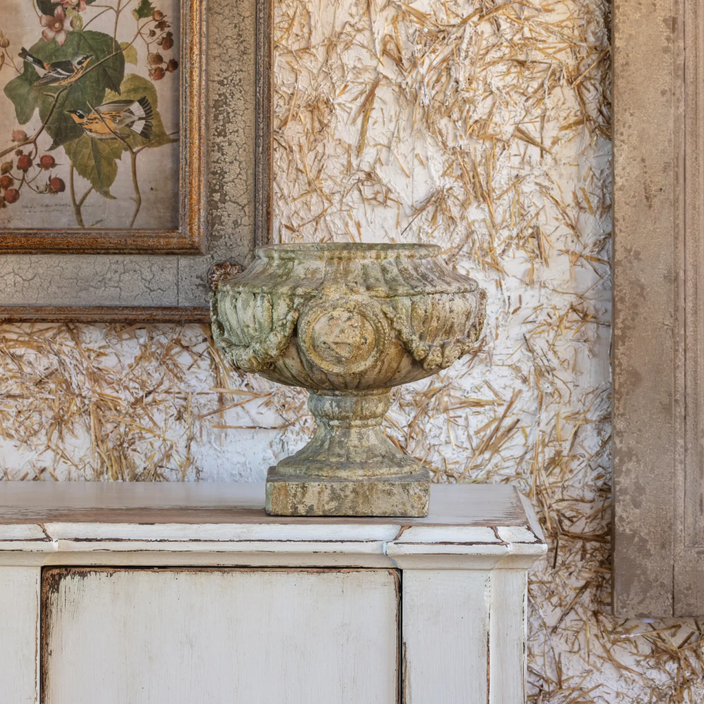Aged Classic Urn with Garland