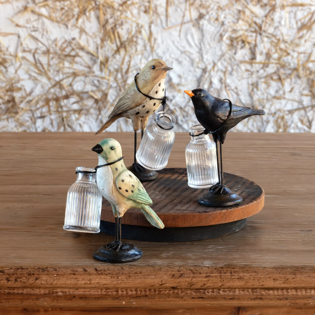 Assorted Bird Flower Holders Set/6