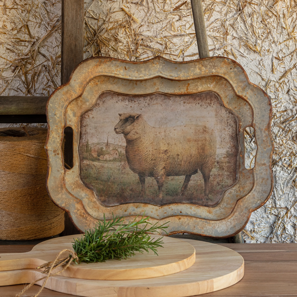 Vintage Sheep Trays Set/2