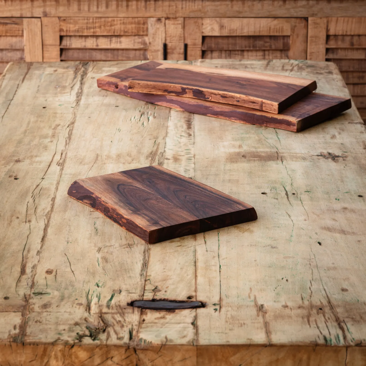 Wooden Live Edge Chopping Board Small Set/2