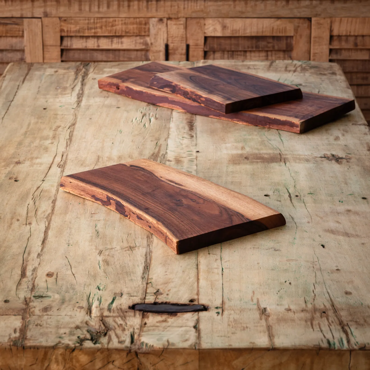 Wooden Live Edge Chopping Board Medium Set/2