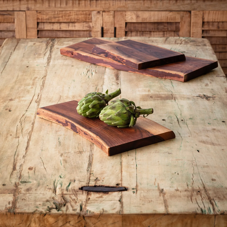 Wooden Live Edge Chopping Board Medium Set/2
