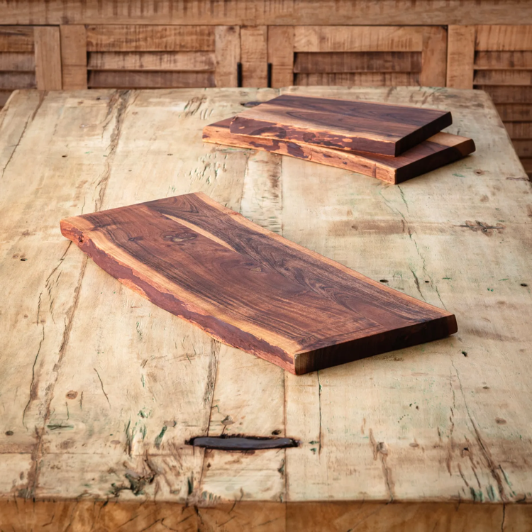 Wooden Live Edge Chopping Board Large Set/2