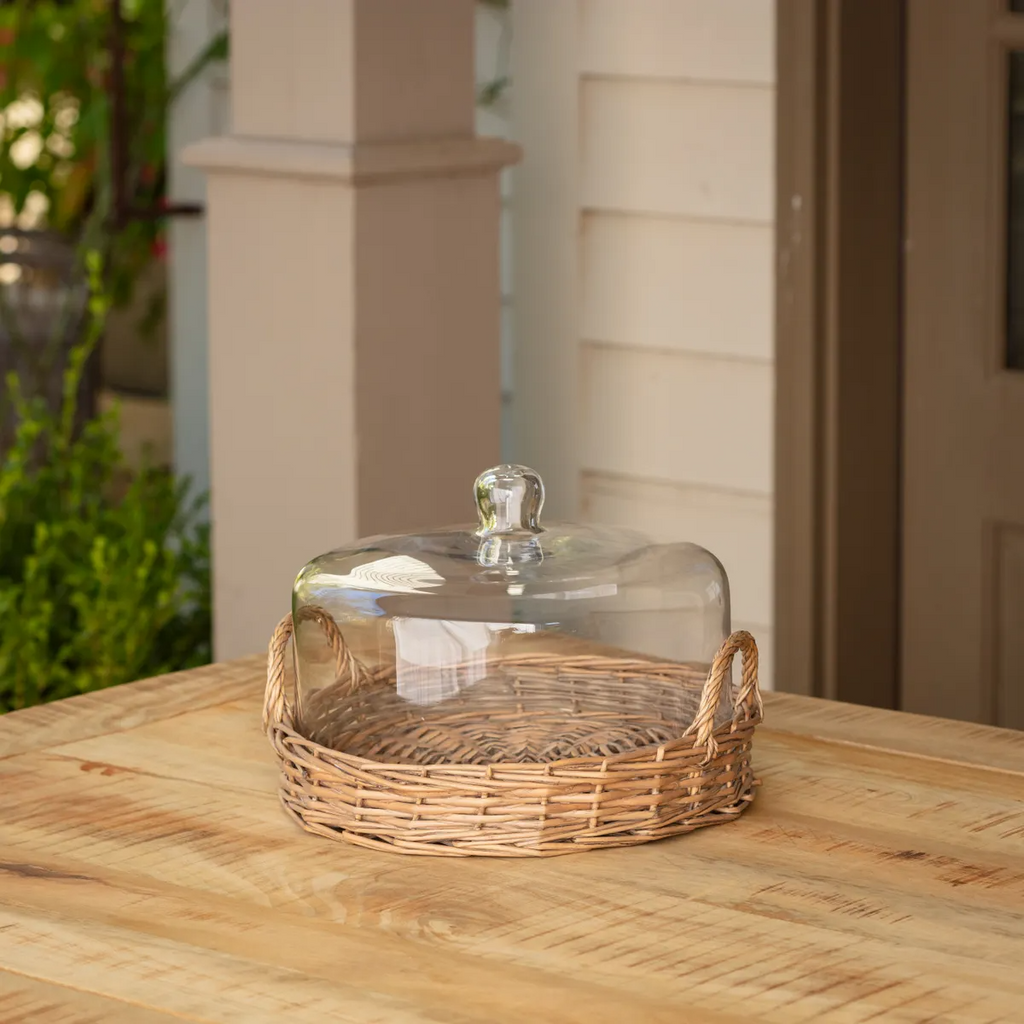 Large Cloche Covered Baskets Set/4