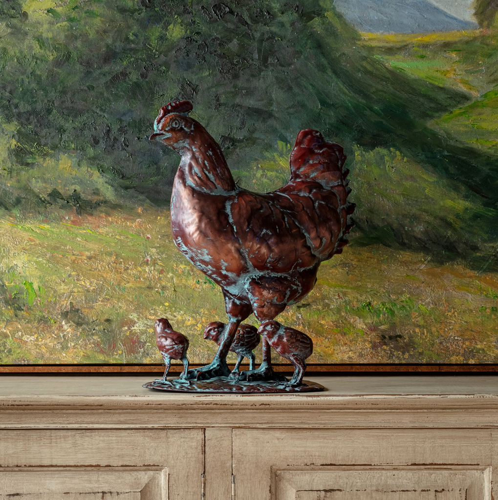 Hen and Chicks with Verdigris Finish Set/2