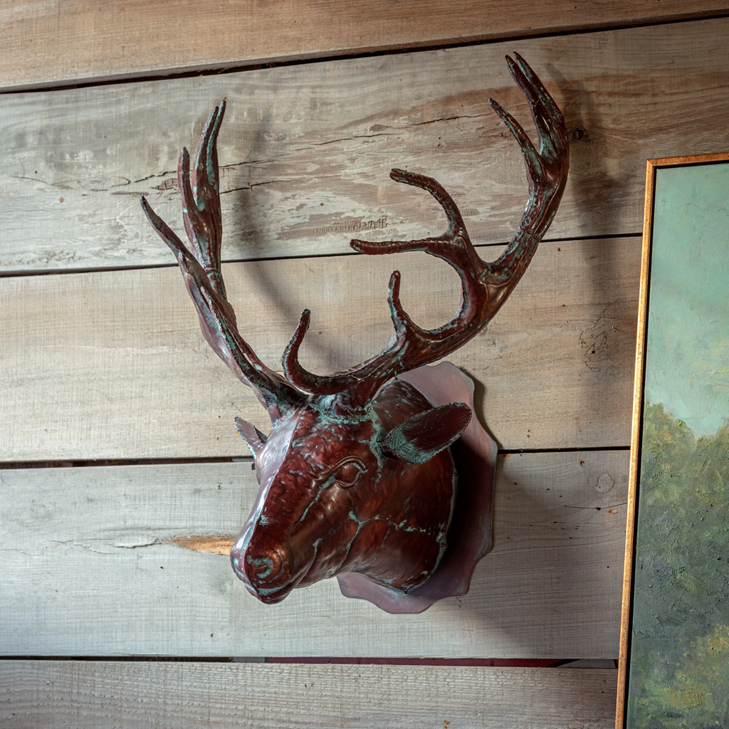 Deer Heads with Verdigris Finish Set/2
