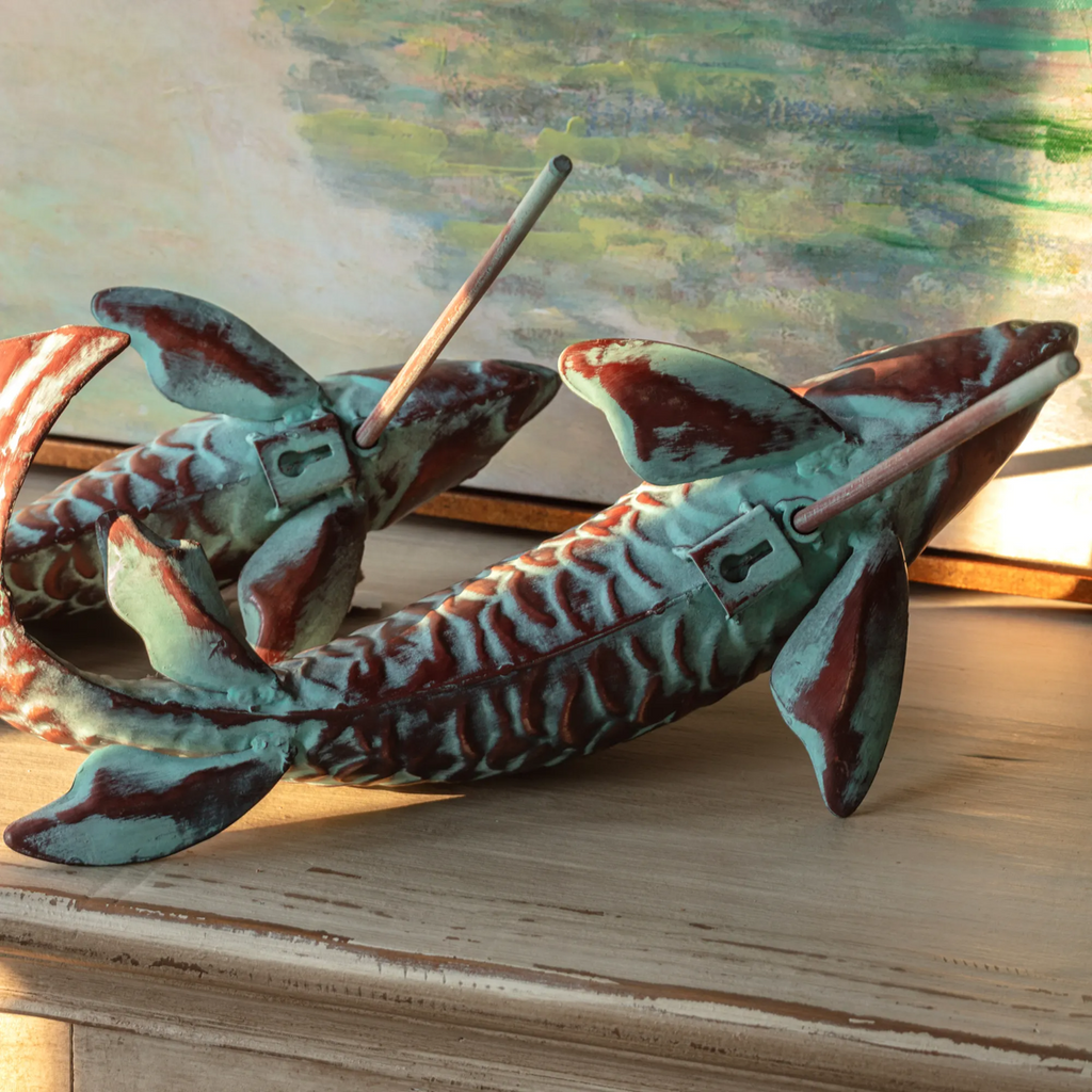 Swimming Koi Fish with Verdigris Finish Set/4