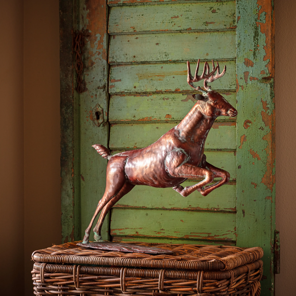 Leaping Stags with Verdigris Finish Set/2