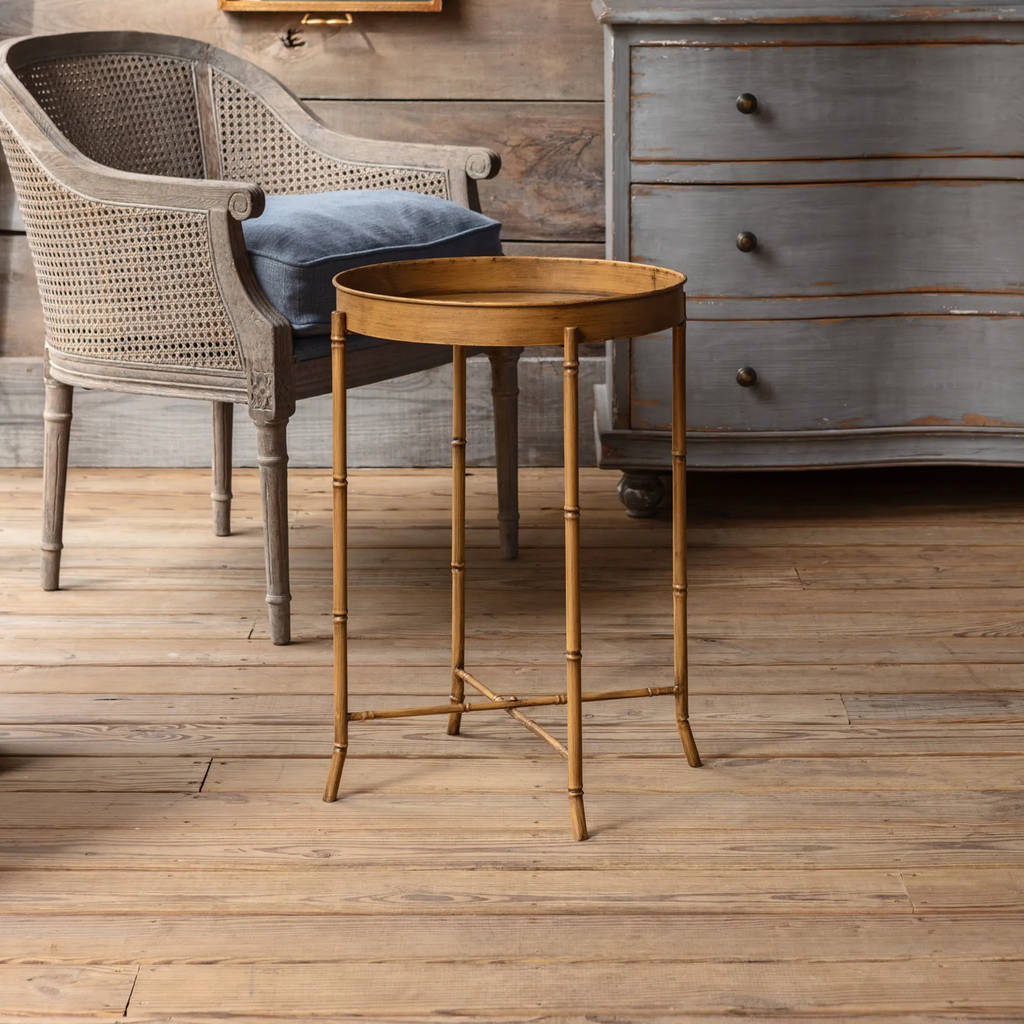 Faux Metal Bamboo Tea Tables Set/2