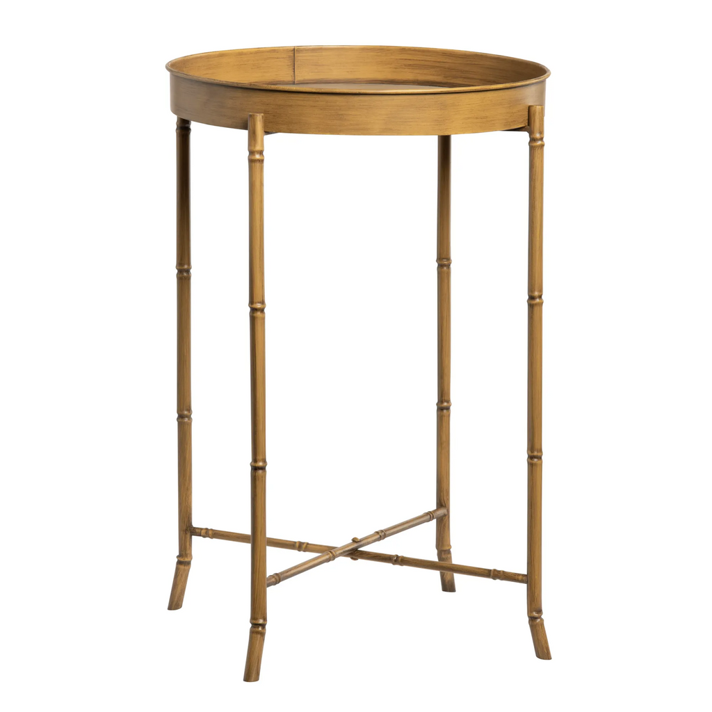 Faux Metal Bamboo Tea Tables Set/2
