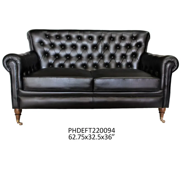 Louisville Chesterfield Leather Settee