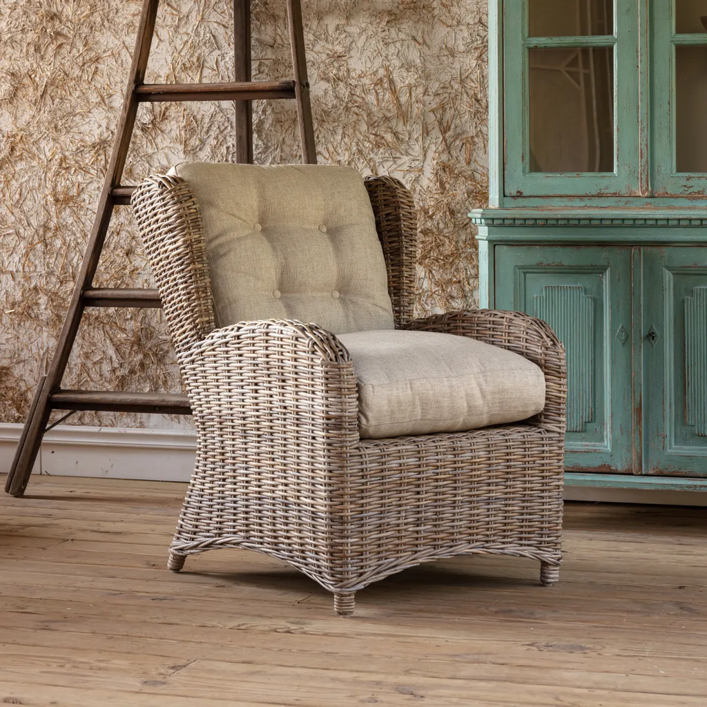 Cottage Rattan Wing Chairs Set/2