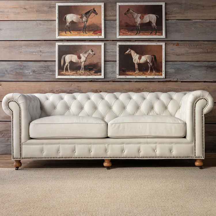 River Birch Leather Chesterfield Sofa